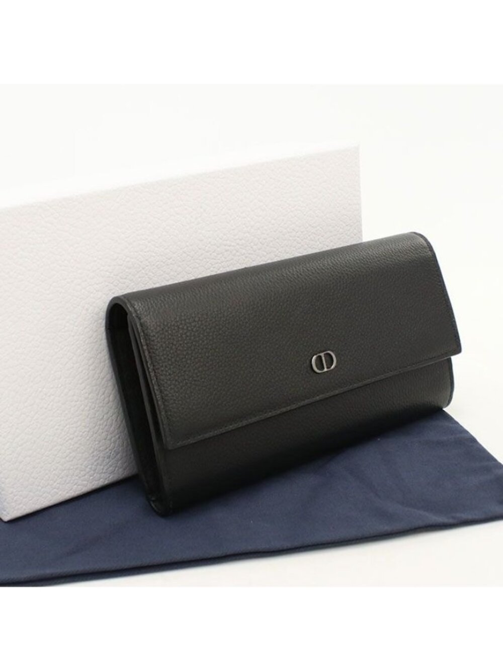 Dior Long Flap Wallet CD Icon Bifold Grained Calfskin